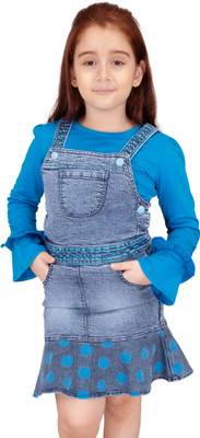 Cutecumber Girls Midi/Knee Length Casual Dress(Blue, Full Sleeve)