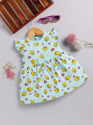 YK X Tinyo Baby Girls Midi/Knee Length Casual Dress(Multicolor, Short Sleeve)