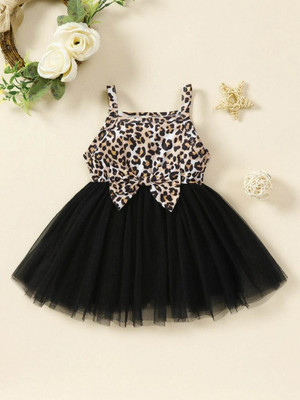 EVOSEL Girls Midi/Knee Length Party Dress(Black, Sleeveless)
