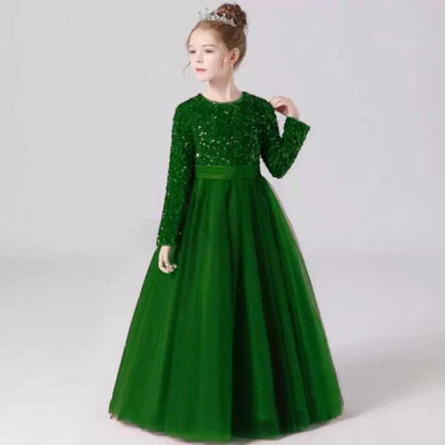 RUDRAX CREATION Indi Girls Maxi/Full Length Festive/Wedding Dress(Green, Full Sleeve)