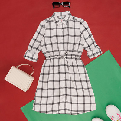 Pantaloons Junior Girls Midi/Knee Length Casual Dress(White, 3/4 Sleeve)