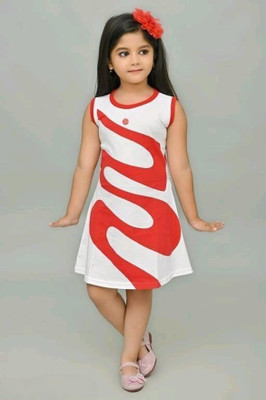 toystshirt Indi Baby Girls Midi/Knee Length Casual Dress(Red, Sleeveless)