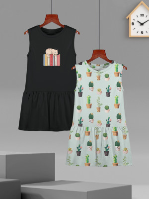 Hellcat Indi Baby Girls Midi/Knee Length Casual Dress(Multicolor, Sleeveless)