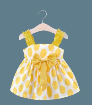 MH Modern Indi Baby Girls Midi/Knee Length Casual Dress(Yellow, Sleeveless)