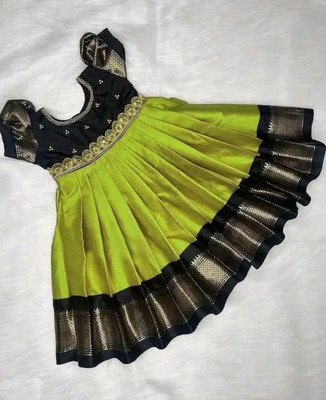 A Kasis Dresses Baby Girls Below Knee Festive/Wedding Dress(Green, Cap Sleeve)