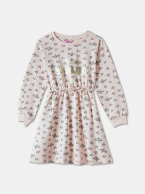 R&B Girls Midi/Knee Length Casual Dress(White, Full Sleeve)