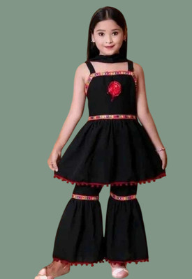 KIDDRESS Girls Maxi/Full Length Festive/Wedding Dress(Black, Noodle strap)