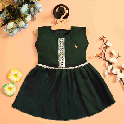 SGLIFESTYLE Baby Girls Midi/Knee Length Festive/Wedding Dress(Light Green, Sleeveless)