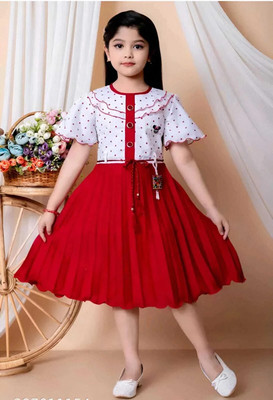Lilions Girls Below Knee Festive/Wedding Dress(Multicolor, Short Sleeve)
