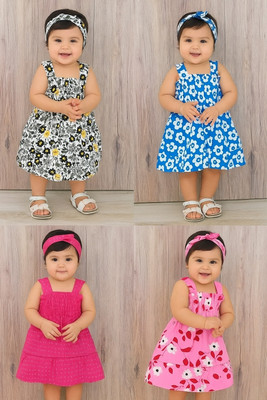Arco Baby Girls Midi/Knee Length Casual Dress(Multicolor, Sleeveless)