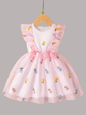 CASAD Baby Girls Midi/Knee Length Festive/Wedding Dress(Pink, Sleeveless)