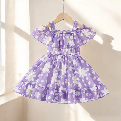 CARTIKKAAY Girls Midi/Knee Length Festive/Wedding Dress(Purple, Fashion Sleeve)