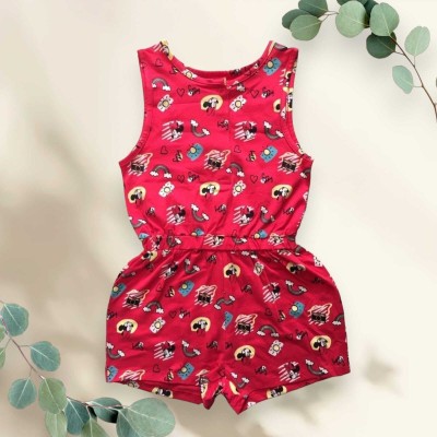 ILU INDIA Girls Mini/Short Casual Dress(Red, Sleeveless)