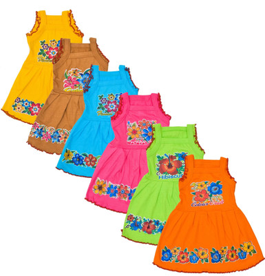 KIDS PARYANIS Girls Midi/Knee Length Casual Dress(Multicolor, Sleeveless)