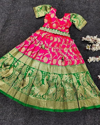 Jal Enterprises Girls Maxi/Full Length Festive/Wedding Dress(Pink, Short Sleeve)