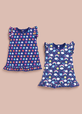 LIL KNOTS Girls Midi/Knee Length Casual Dress(Multicolor, Fashion Sleeve)