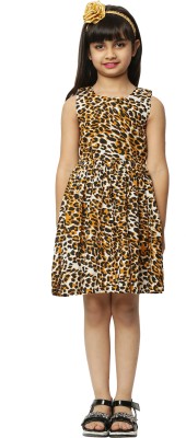 Wish Little Girls Midi/Knee Length Casual Dress(Brown, Sleeveless)