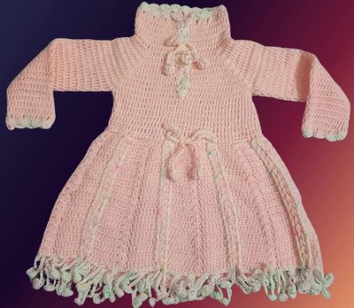 Sfw Indi Baby Girls Below Knee Festive/Wedding Dress(Pink, Full Sleeve)