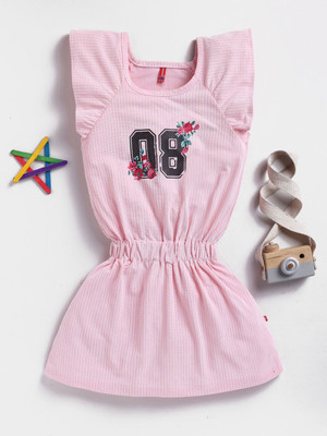 Here&Now X Game Begins Baby Girls Above Knee Casual Dress(Pink, Short Sleeve)