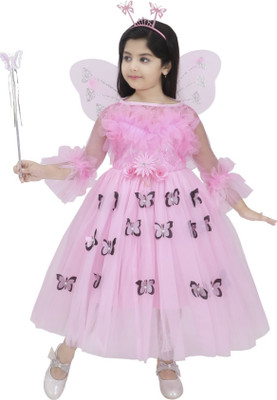 New R Famous Baby Girls Maxi/Full Length Party Dress(Pink, 3/4 Sleeve)
