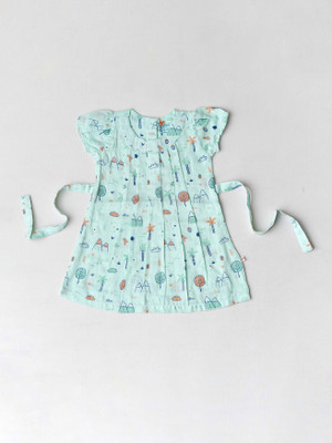 Firstin Indi Baby Girls Midi/Knee Length Casual Dress(Blue, Cap Sleeve)