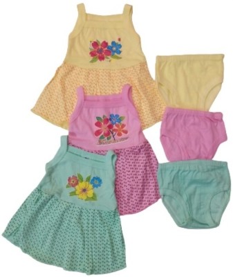 Shiv Shakti Enterprises Baby Girls Midi/Knee Length Casual Dress(Multicolor, Half Sleeve)