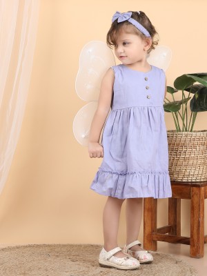 POLKA TOTS Baby Girls Midi/Knee Length Casual Dress(Purple, Sleeveless)