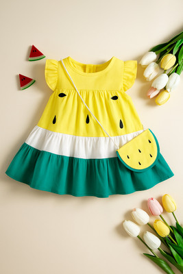 Elegant Attire Baby Girls Midi/Knee Length Festive/Wedding Dress(Multicolor, Fashion Sleeve)