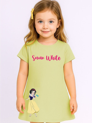 YK Disney Girls Above Knee Casual Dress(Green, Short Sleeve)