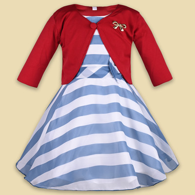 Wishkaro Girls Above Knee Party Dress(Light Blue, Sleeveless)