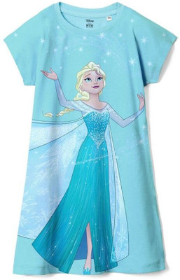 Wear Your Mind Girls Midi/Knee Length Casual Dress(Blue, Cap Sleeve)