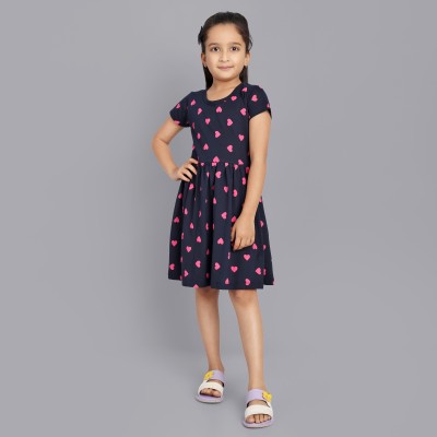 Miss & Chief Girls Above Knee Casual Dress(Multicolor, Short Sleeve)