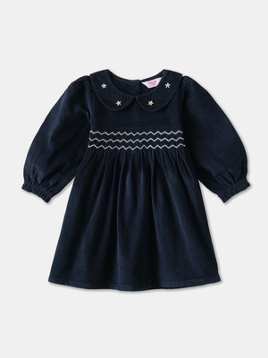 R&B Baby Girls Midi/Knee Length Casual Dress(Blue, Full Sleeve)