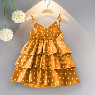 Style Connect Collection Girls Midi/Knee Length Party Dress(Yellow, Sleeveless)