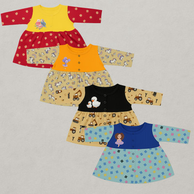 Jodio Baby Girls Midi/Knee Length Casual Dress(Black, Full Sleeve)