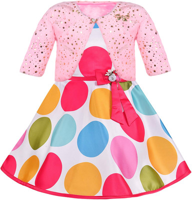 Wishkaro Baby Girls Midi/Knee Length Party Dress(Pink, 3/4 Sleeve)