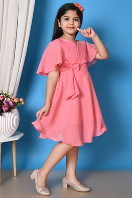 BARKAT DESIGNING PLANET Girls Midi/Knee Length Party Dress(Multicolor, Fashion Sleeve)
