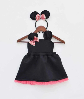 SK G AND J Girls Midi/Knee Length Party Dress(Black, Sleeveless)
