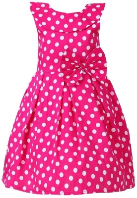 Naz Mannat fashion Girls Midi/Knee Length Casual Dress(Pink, Sleeveless)