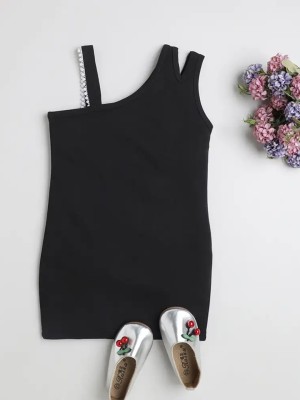 ADDYVERO Indi Girls Midi/Knee Length Party Dress(Black, Sleeveless)