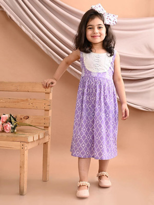 Sangria Girls Calf Length Casual Dress(Purple, Sleeveless)