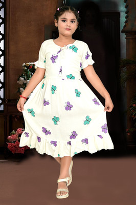 one amore Girls Calf Length Festive/Wedding Dress(Multicolor, Short Sleeve)
