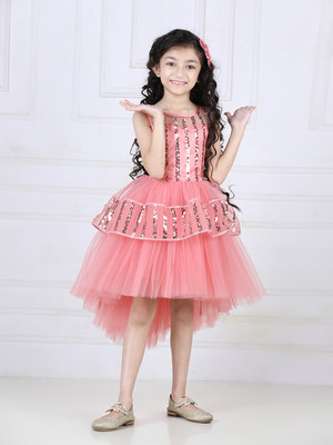 Toy Balloon Kids Girls Above Knee Party Dress(Pink, Sleeveless)