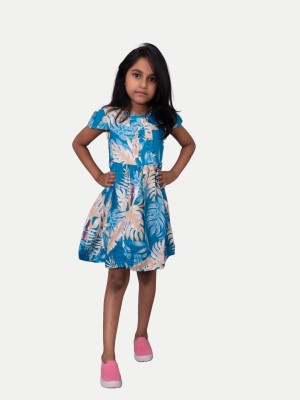 radprix Girls Midi/Knee Length Casual Dress(Light Blue, Cap Sleeve)