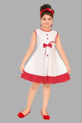 ULTRA TREND Indi Baby Girls Midi/Knee Length Casual Dress(White, Sleeveless)