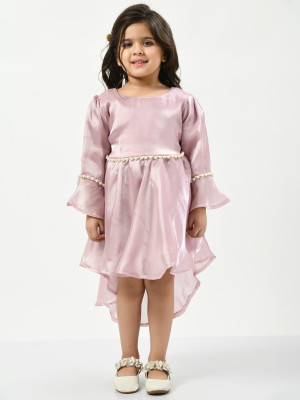 Bella Moda Girls Midi/Knee Length Party Dress(Pink, Full Sleeve)