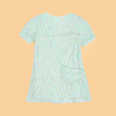 Pantaloons Junior Girls Midi/Knee Length Casual Dress(Light Blue, Half Sleeve)