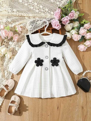 STYLEYANA Indi Girls Below Knee Festive/Wedding Dress(White, Full Sleeve)