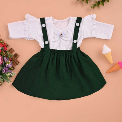 ENSAFGARMENTS Girls Midi/Knee Length Party Dress(Green, 3/4 Sleeve)