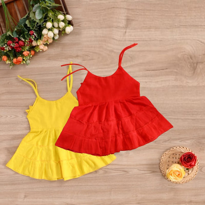 Bismaa collection Indi Baby Girls Midi/Knee Length Casual Dress(Multicolor, Sleeveless)